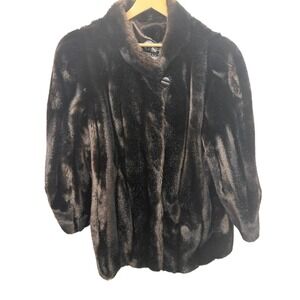 Vintage 1960s Hillmoor New York‎ Faux Fur Jacket Coat ILGWU Union Made Large